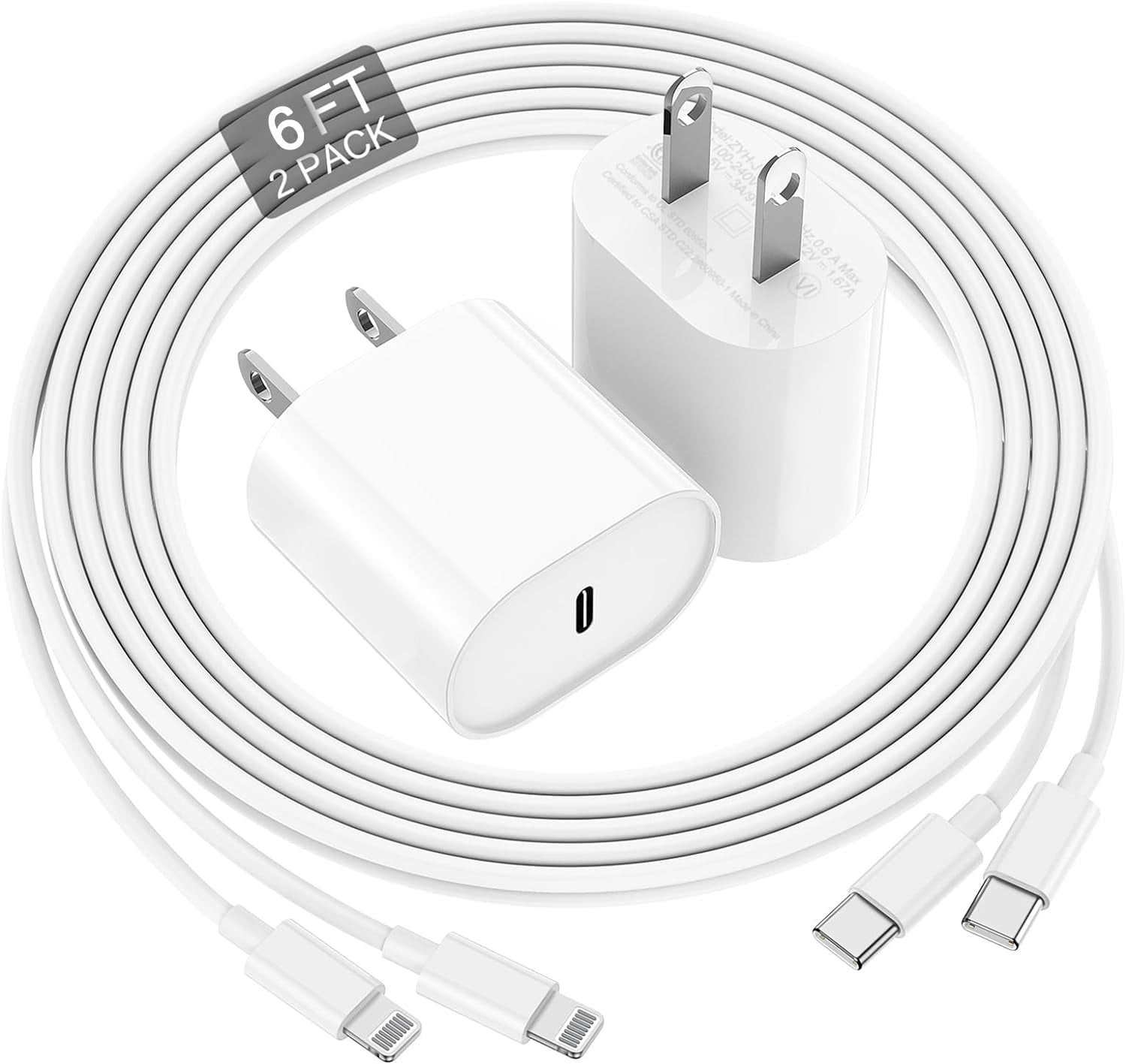 iPhone 14 13 12 Fast Charger block [Apple MFi Certified] 2 Pack 20W PD