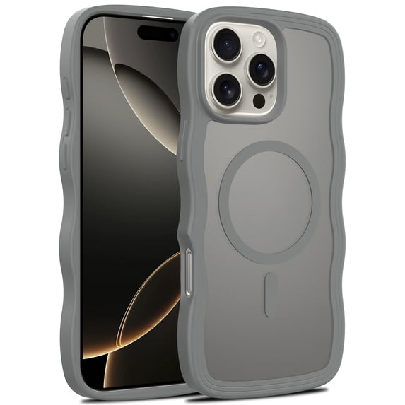 for iPhone 14 / 13 Case Compatible with MagSafe, Wave Texture Frame Ultra Slim Back Cover, TPU+PC Hybrid Anti-Scratch Shockproof Protective Case, Lightweight & Anti-Fingerprint, Gray