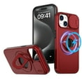 thumbnail image 1 of for iPhone 14/13 Case with Sliding Window Protection, Compatible with MagSafe 360 Rotating Strong Magnetic Bracket Shockproof Drop Protective Phone Case for iPhone 14/13, Red, 1 of 6