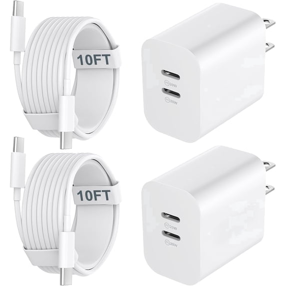 for iPhone 16 15 Charger, 20W Dual Port USB C Charger Block with 10FT Long USB C Charging Cable for iPhone 16 Pro Max/16 Pro/16/16 Plus, 15 Pro Max/15 Pro/15,Pad Pro/Air, Android Phone