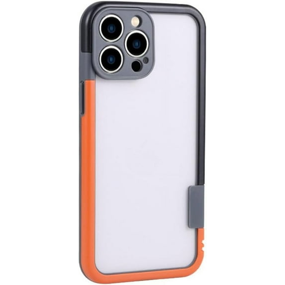 for iPhone 14 13 Pro Max Plus Mini Phone Case Colorful Soft Silicone Bumper Frame Shockproof Protection Only Border No Back, Black Orange, for iPhone 13 ProMax