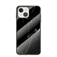 thumbnail image 1 of for iPhone 14 6.1" Marble Glass Case, Flexible TPU Bumpers Anti-Fingerprint Anti-Scratch Heavy Duty Full Body Protective Case for iPhone 14 Ladies Girls Women, Black, 1 of 2