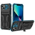 thumbnail image 1 of for iPhone 14 6.1 inch Wallet Case, with Credit Card Holder Stand Kickstand Slim Rugged Shockproof Heavy Duty Defender Armor Military Grade Protective Case for iPhone 14, Blue, 1 of 9