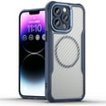 thumbnail image 1 of for iPhone 14 Back Case, Luxury Carbon Fiber Clear Back Silicone Bumper Frame Ultra Slim Drop Protection Shockproof Lightweight Phone Case Cover for iPhone 14, Blue, 1 of 9