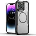 thumbnail image 1 of for iPhone 14 Back Case, Luxury Carbon Fiber Clear Back Silicone Bumper Frame Ultra Slim Drop Protection Shockproof Lightweight Phone Case Cover for iPhone 14, Black, 1 of 9
