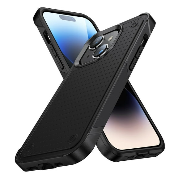 for iPhone 14 Back Case, Luxury Hybrid TPU + PC Shockproof Protective Slim Fit Lightweight Durable Anti-falling Thin Phone Case Cover for iPhone 14, Black