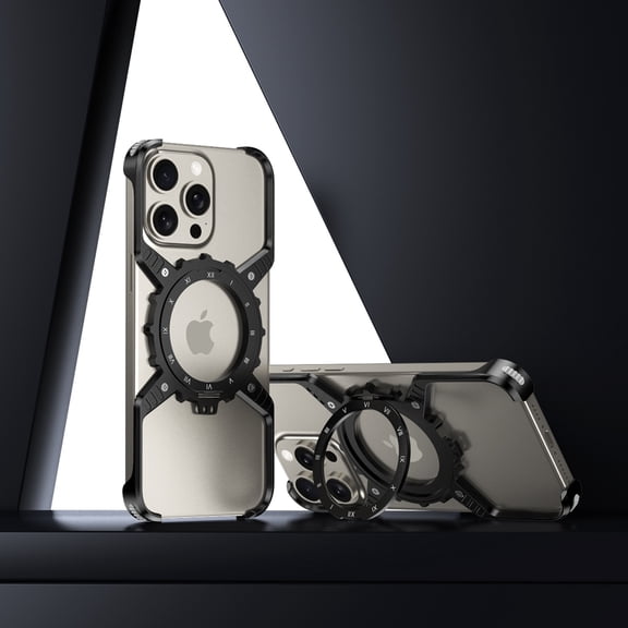 For iPhone 14 Bumper Case Compatible with MagSafe, Minimalist Phone Case with Invisible Magnetic Kickstand Frameless Borderless Shockproof Stand Case For iPhone 14,Black
