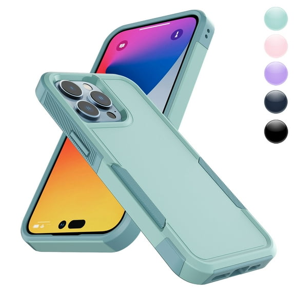 For iPhone 14 Case, 2 in 1 Heavy Duty Armor Shockproof Cases,Hisdou Hybrid Dual Layer Rubber Drop Protection Grip Plastic Bumper Sturdy Phone Cover for iPhone 14 6.1"-Green