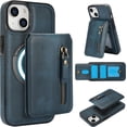 thumbnail image 1 of for iPhone 14 Case with 2-in-1 Detachable Magnetic Wallet 4 Card Slots and 1 Zipper Bag Compatible MagSafe and RFID Blocking Stand Wireless Charging-7 Color, 1 of 8