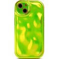 thumbnail image 1 of for iPhone 14 Case (2022 6.1"),Cute Glitter 3D Stone Pattern Design Soft Laser Water Ripple Shockproof - Lens Protection Colorful Pearl Light Bling Phone Case for iPhone 14,Gradient Green, 1 of 13