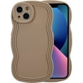 thumbnail image 1 of for iPhone 14 Case 6.1 Inch Curly Wave Frame Phone Case Cute Design Color Aesthetic Phone Case Soft TPU Shockproof Protective Bumper Case Cover for Girls, Khaki, 1 of 7