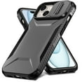 thumbnail image 1 of for iPhone 14 Case with Built-in Camera Lens Slide Cover, Heavy-Duty Shockproof Rugged Case Heavy Duty Bumper Shockproof Phone Cover for iPhone 14,Black, 1 of 7