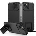 thumbnail image 1 of for iPhone 14 Case with Camera Lens Slide Protection, Armour Silicone TPU Bumper Tough PC Cover with Kickstand, Military Shockproof Absorption Protective Case for iPhone 14,
Black, 1 of 9