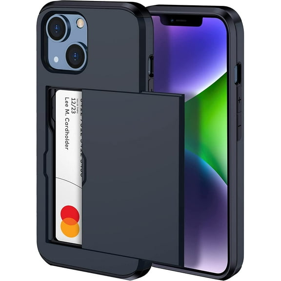 𝟐𝟎𝟐𝟒 𝗡𝗘𝗪 for iPhone 14 Case with Card Holder, Wireless Charging Compatible iPhone 14 Wallet Case, Slim Shockproof iPhone 14 Case Wallet (Black)