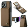 thumbnail image 1 of for iPhone 14 Case with Card Holder, for iPhone 14 Wallet Case with RFID Blocking, Magnetic Closure Back Card Holder Kickstand Premium PU Leather Durable Shockproof Case,Brown, 1 of 12