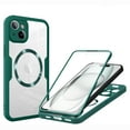 thumbnail image 1 of for iPhone 14 Case Clear, Magnetic Case with Screen Protector, Compatible with MagSafe, Not Yellowing Shockproof Full Body Protection Slim Transparent Phone Case for iPhone 14, Darkgreen, 1 of 8