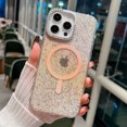 thumbnail image 1 of for iPhone 14 Case, Compatible with MagSafe Clear Glitter Magnetic Military Grade Drop Protection Anti Yellowing Slim Case Shockproof Protective Sparkly Women Girls Cover - Desertgold, 1 of 11