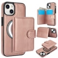 thumbnail image 1 of for iPhone 14 Case, Compatible with MagSafe, Detachable Magnetic Wallet Case with PU Leather Kickstand Card Slots Shockproof Protection 2 In 1 Function Case for iPhone 14, Rosegold, 1 of 6