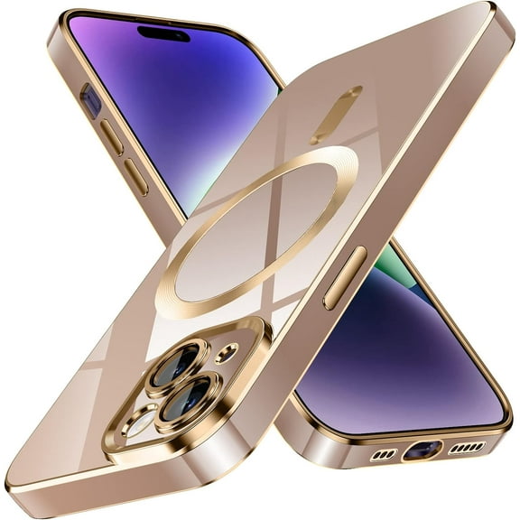 for iPhone 14 Case,[Compatible with Magsafe],[10 FT Military Grade Drop Protection][Anti Yellowing] Slim Soft TPU Luxury Protective Phone Case for iPhone 14 -Rose Gold 8-IP14-03