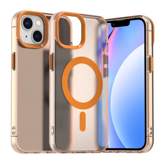 for iPhone 14 Case Compatible with Magsafe, iPhone 14 Phone Case, Translucent Matte Back Slim Magnetic Case Military-Grade Protection Shockproof for iPhone 14 - Orange