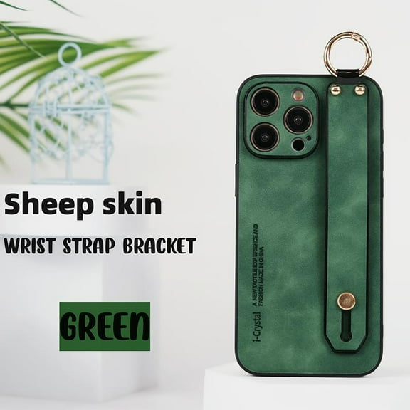 iPhone 14 Case Cover, Allytech Vintage PU Leather Wristband Ring Holder Stand Bumper Anti-Scratch Protective Phone Case for Apple iPhone 14 - Green