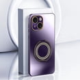 thumbnail image 1 of iPhone 14 Case Cover with Glitter Grip Ring, Dual Color Stylish Design Kickstand Bumper Drop Proof Corner Protective Lightweight Slim Fit Phone Case for Apple iPhone 14, Darkpurple, 1 of 6