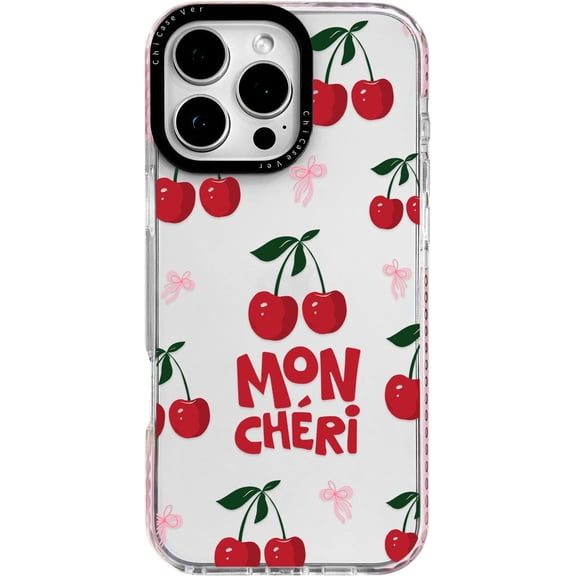 for iPhone 14 Case, Cute Cherry Mon Chri Pattern with Bows, Military-Grade Drop Protection, Cute Soft Slim TPU Protective Cover with Camera Protection for Women & Girls