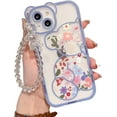 thumbnail image 1 of iPhone 14 Case with Cute Flowers Bear Pattern, Camera Protector, Clear Case and Lovely Strap Bracelet Chain, Compatible for iPhone 14 for Girls Women (Blue), 1 of 15