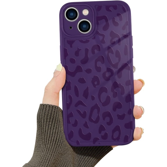 for iPhone 14 Case, Cute Luxury Leopard Pattern Design Soft TPU Bumper Case for Girls Women Shockproof Full Camera Protective Case Cover for iPhone 14- Purple