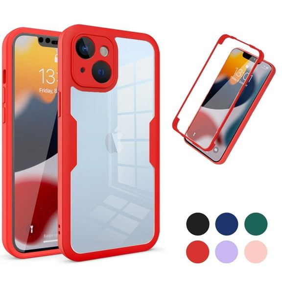 iPhone 14 Case with Front Screen Protector, [360 Full Body] [Compatible Magsafe Wireless Charging] Protective Shockproof Bumper Case for iPhone 14 6.1" 2022, Red