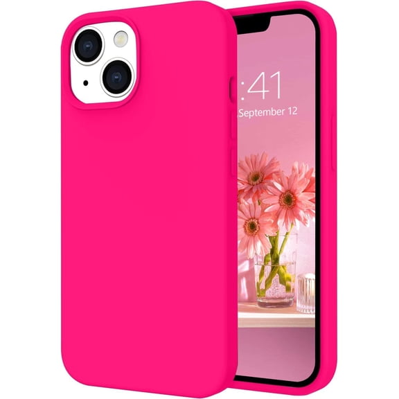 iPhone 14 Case, Liquid Silicone Soft Gel Rubber iPhone 14 Phone Case Slim Thin Phone Case with Microfiber Lining Shockproof Protective Phone Cases Cover for 6.1 inch iPhone 14,Hot Pink