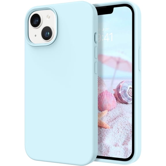 iPhone 14 Case, Liquid Silicone Soft Gel Rubber iPhone 14 Phone Case Slim Thin Phone Case with Microfiber Lining Shockproof Protective Phone Cases Cover for 6.1 inch iPhone 14, Sky Blue