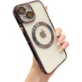 thumbnail image 1 of for iPhone 14 Case Magnetic Clear with Camera Lens Protector Full Protection MagSafe Electroplated Silicone Dust-Proof Net Shockproof Protective Case Cover 6.1 Inch - Deep Purple, 1 of 13