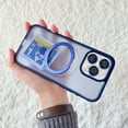 thumbnail image 1 of for iPhone 14 Case with Magnetic Invisible Stand Compatible with MagSafe Translucent Matte iPhone 14 Case with Ring Holder for Women Men, Camera Lens Protection, Darkblue, 1 of 10