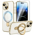 thumbnail image 1 of for iPhone 14 Case with Magnetic Ring Stand [Compatible with MagSafe],Full Camera Cover Protector with Screen Protector Shockproof Protective cover 14 phone case,White, 1 of 13