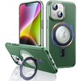 thumbnail image 1 of for iPhone 14 Case [Not Yellowing] [Military Grade Protection] [No.1 Strong Magnets] Magnetic Metal Matte Built-in Compatible with MagSafe Stand Case 6.1 inch 2022, Alpine Green, 1 of 12