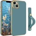 thumbnail image 1 of iPhone 14 Case, iPhone 14 Phone Case,Slim Fit Soft TPU with Adjustable Wristband Kickstand Plating Scratch Resistant Shockproof Protective Cover for Apple iPhone 14 6.1 Inch 2022, Blue Grey, 1 of 18