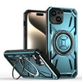 thumbnail image 1 of for iPhone 14 Case Protective Cover with Built-in Ring Kickstand, Heavy Duty Military Grade Drop Protection Shock-Proof Grip Durable Dual-Layer Design Cover Support Wireless Charging, Blue, 1 of 6
