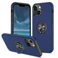 thumbnail image 1 of for iPhone 14 Case with Ring Stand, 360° Rotatable Ring Holder Magnetic Kickstand, 2-Layer Heavy Duty Shockproof Rugged Hybrid Hard PC Soft Rubber Case for iPhone 14, Blue, 1 of 7