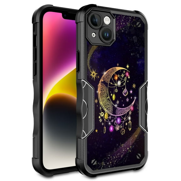 iPhone 14 Case, Rosebono Hybrid Dual Layer Graphic Design Pattern Heavy Duty Protection Case For iPhone 14 (Wiccan)