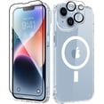 thumbnail image 1 of for iPhone 14 Case with Screen Protector + Camera Lens Protector, [Compatible with Magnetic] Non Yellowing Clear Protective Phone Case, Women Girls Cover for 6.1 Inch - Transparent Magnetic, 1 of 14