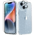 thumbnail image 1 of for iPhone 14 Case with Screen Protector + Camera Lens Protector, [Non-Yellowing] Clear Glitter Phone Case, [Military-Grade Protective] Shockproof Women Cover for 6.1 Inch - Sparkle Clear, 1 of 14