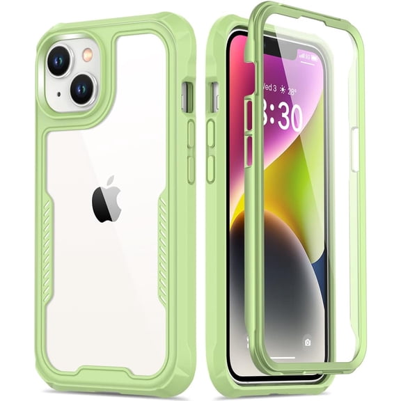 iPhone 14 Case with Screen Protector,Mili-Grade Heavy Duty Protection Pass 21ft. Drop Tested Durable Slim-fit Clear Plastic Cover Protective Phone Case for Apple iPhone 14 6.1" Mint Green