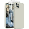 thumbnail image 1 of for iPhone 14 Case, Silicone Upgraded [Camera Protection] Phone Case with [2 Screen Protectors], Soft Anti-Scratch Microfiber Lining Inside, 6.1 inch, Stone, 1 of 11