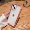 thumbnail image 1 of for iPhone 14 Case, Support Wireless Charging, Crystal Clear Case Protective Shockproof Bumpers, Not Yellowing Slim Cover for Men Women Hybrid 2 in 1 Military Drop Protection Case,Pink, 1 of 9