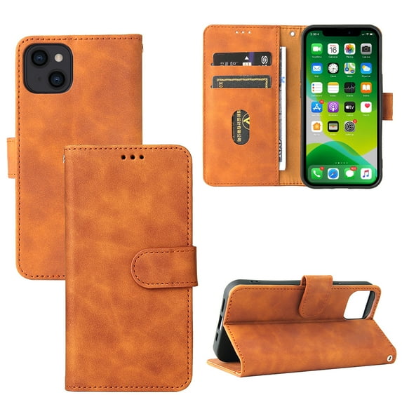 iPhone 14 Case, TECH CIRCLE PU Leather Wallet Flip Card Slots Cover Money Pocket Magnetic Closure Stand Kickstand Folio Phone Protective Case For iPhone 14 6.1 inch, Brown