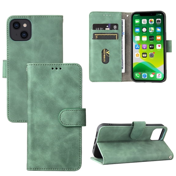 iPhone 14 Case, TECH CIRCLE PU Leather Wallet Flip Card Slots Cover Money Pocket Magnetic Closure Stand Kickstand Folio Phone Protective Case For iPhone 14 6.1 inch, Green