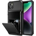 thumbnail image 1 of for iPhone 14 Case Wallet Cover 4-Card Credit Card Holder ID Slot Scratch Resistant Dual Layer Hybrid Protective Hard Shell Rugged TPU Bumper Armor Case for iPhone 14 case 6.1 inch Black, 1 of 6