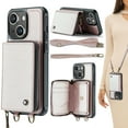 thumbnail image 1 of for iPhone 14 Case Wallet, Crossbody Zipper Purse Handbag with RFID Blocking Card Slots Kickstand, Detachable Shoulder Lanyard Flip Style PU Leather Shockproof Case for iPhone 14,Rosegold, 1 of 9