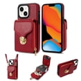 thumbnail image 1 of for iPhone 14 Case Wallet with Shoulder Strap for Women - Crossbody Lanyard,Zipper Pocket,Credit Card Holder,Shockproof - Metal Buckle Closure Premium PU Leather Case for iPhone 14, Red, 1 of 8